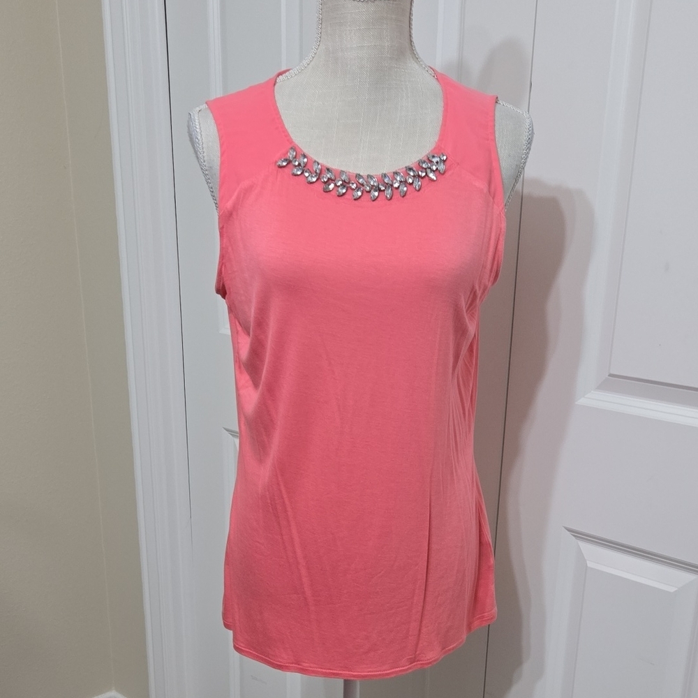 WORTHINGTON BEAUTIFUL PEACH RHINESTONE EMBELLISHED TOP SZ M